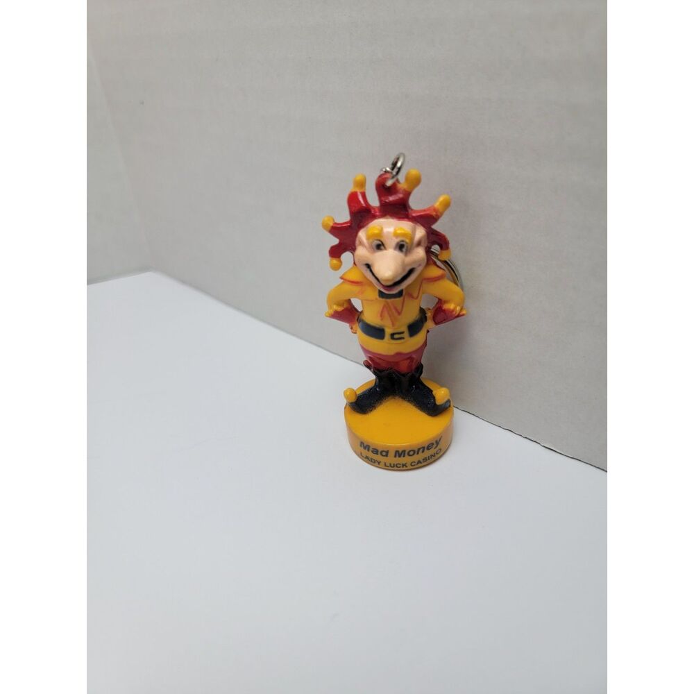 Lady Luck Casino Mad Money Jester Keychain Vintage Las Vegas Souvenir